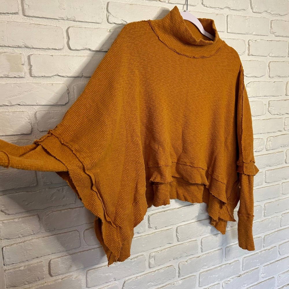 Free People Sunbaby Mock Neck Drop Shoulder Ribbed Top Women's Size XS - Picture 8 of 8